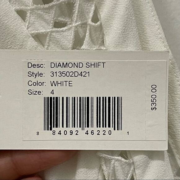 Rebecca Taylor White Diamond Shift Dress Size 4 NWT - Picture 7 of 10
